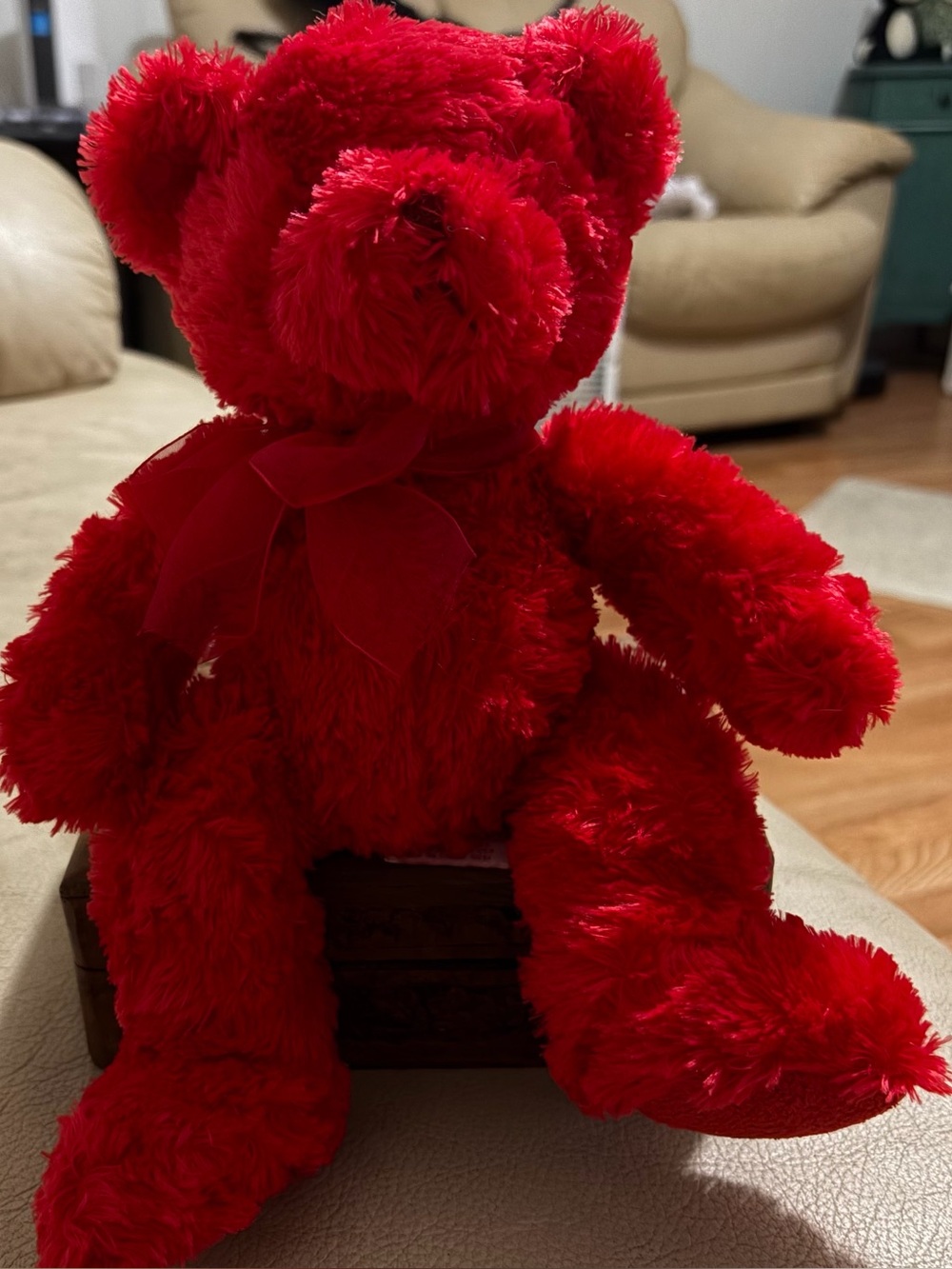 Scarlett Plush Red Teddy Bear with Bow Accent